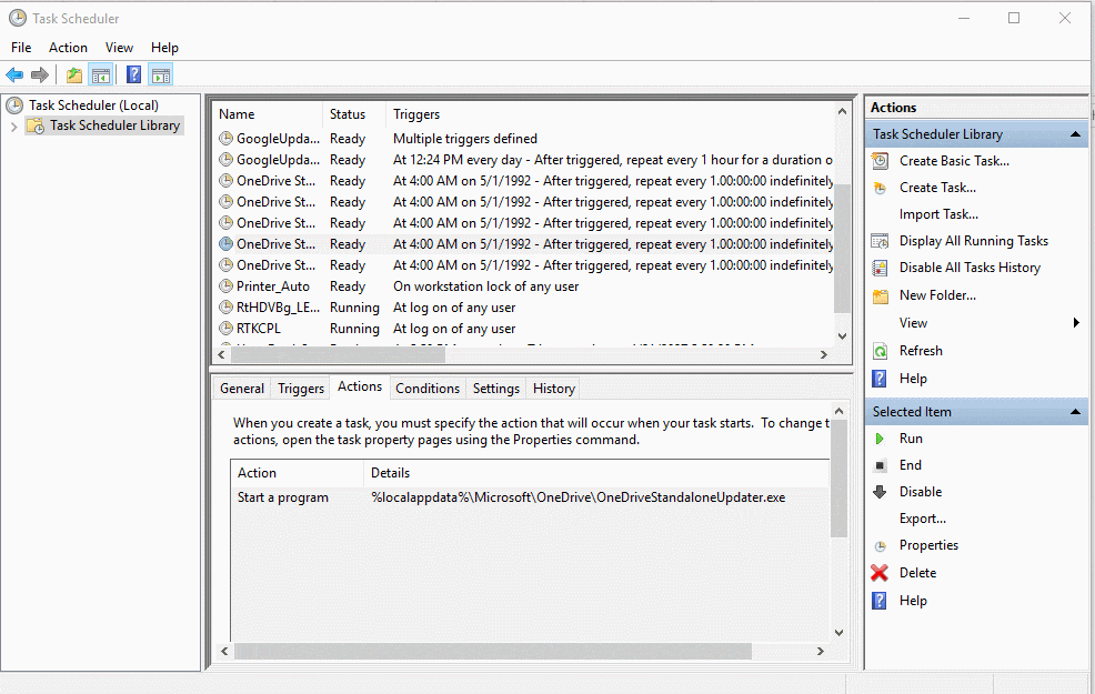 Task Scheduler Not Working