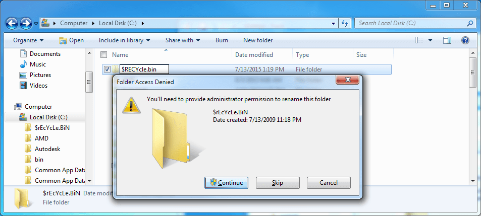 What determines whether the Windows Recycle.Bin folder is mixed case or all uppercase? Super User