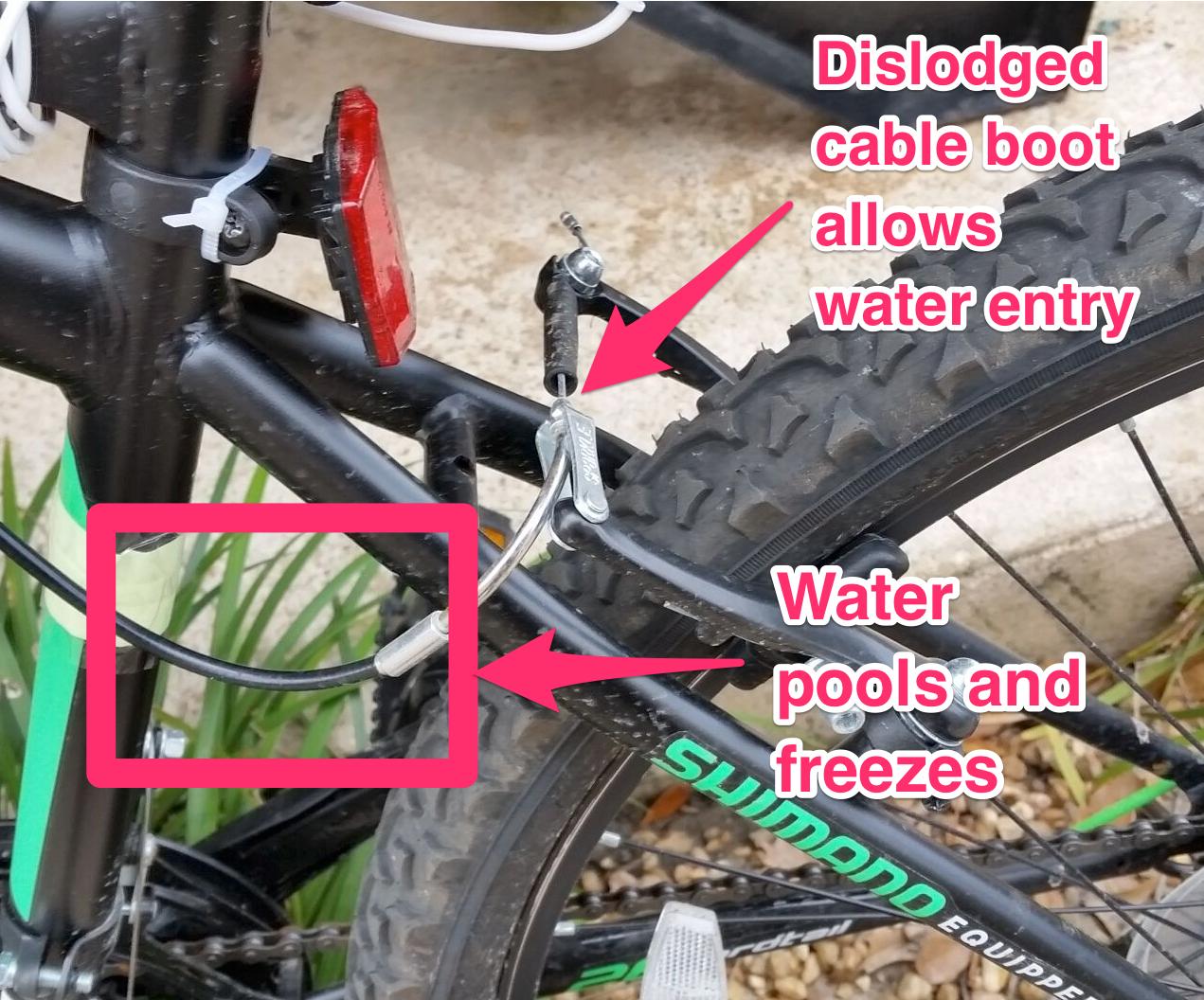 winter Minimize freezing of brake cables Bicycles Stack Exchange