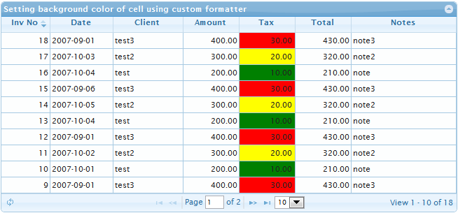 jquery How can I change the background color of a cell in a jqgrid custom formatter? Stack