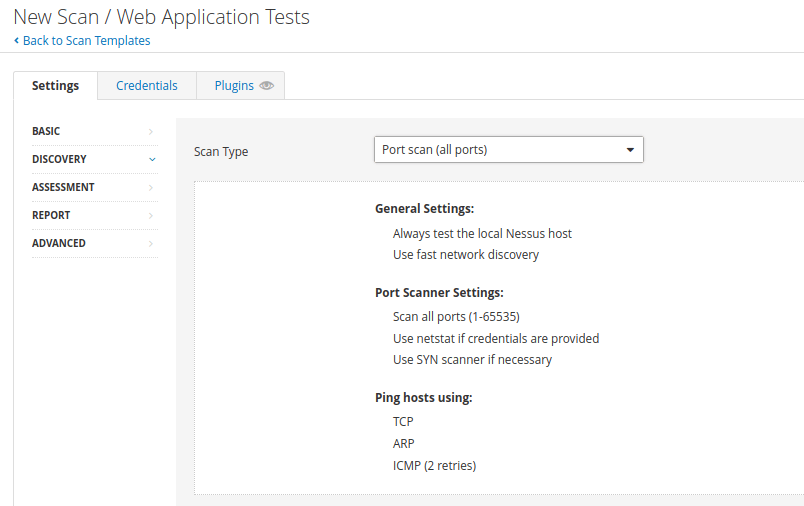 How to perform a test with Nessus on a VPN internal service