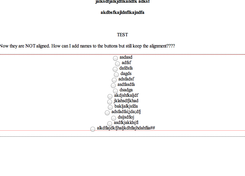 css How to center forms in html and keep questions alignes as well