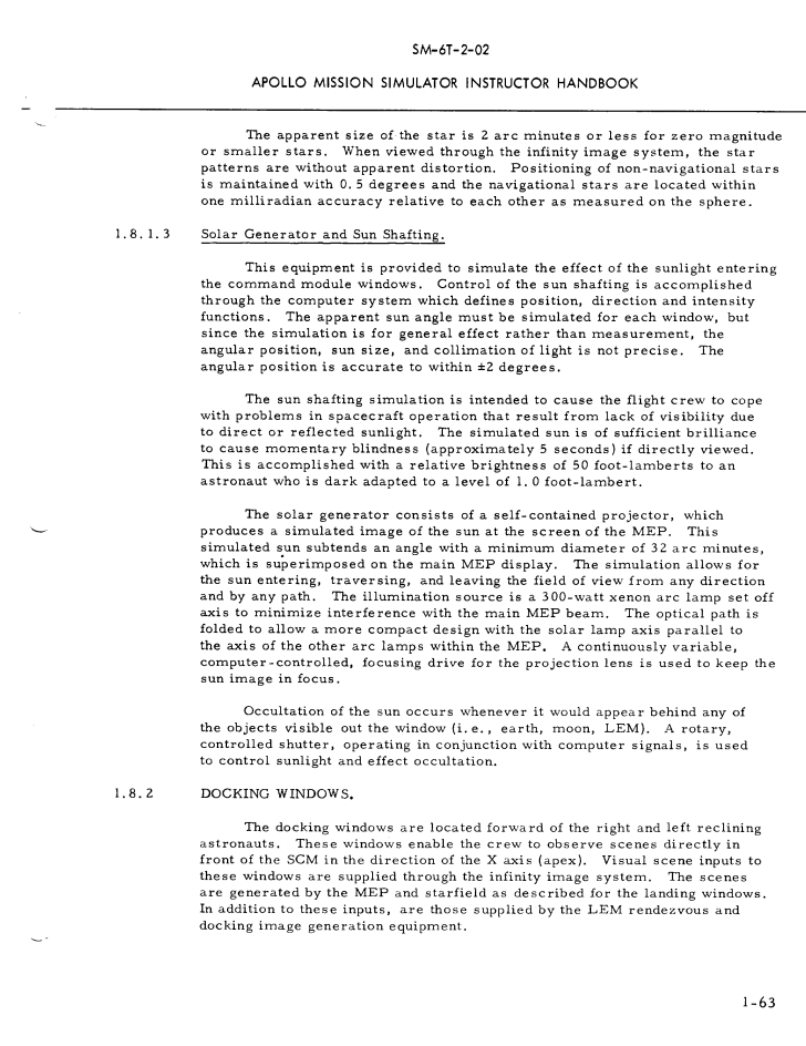 Apollo training simulator cgi requirements Space Exploration Stack Exchange