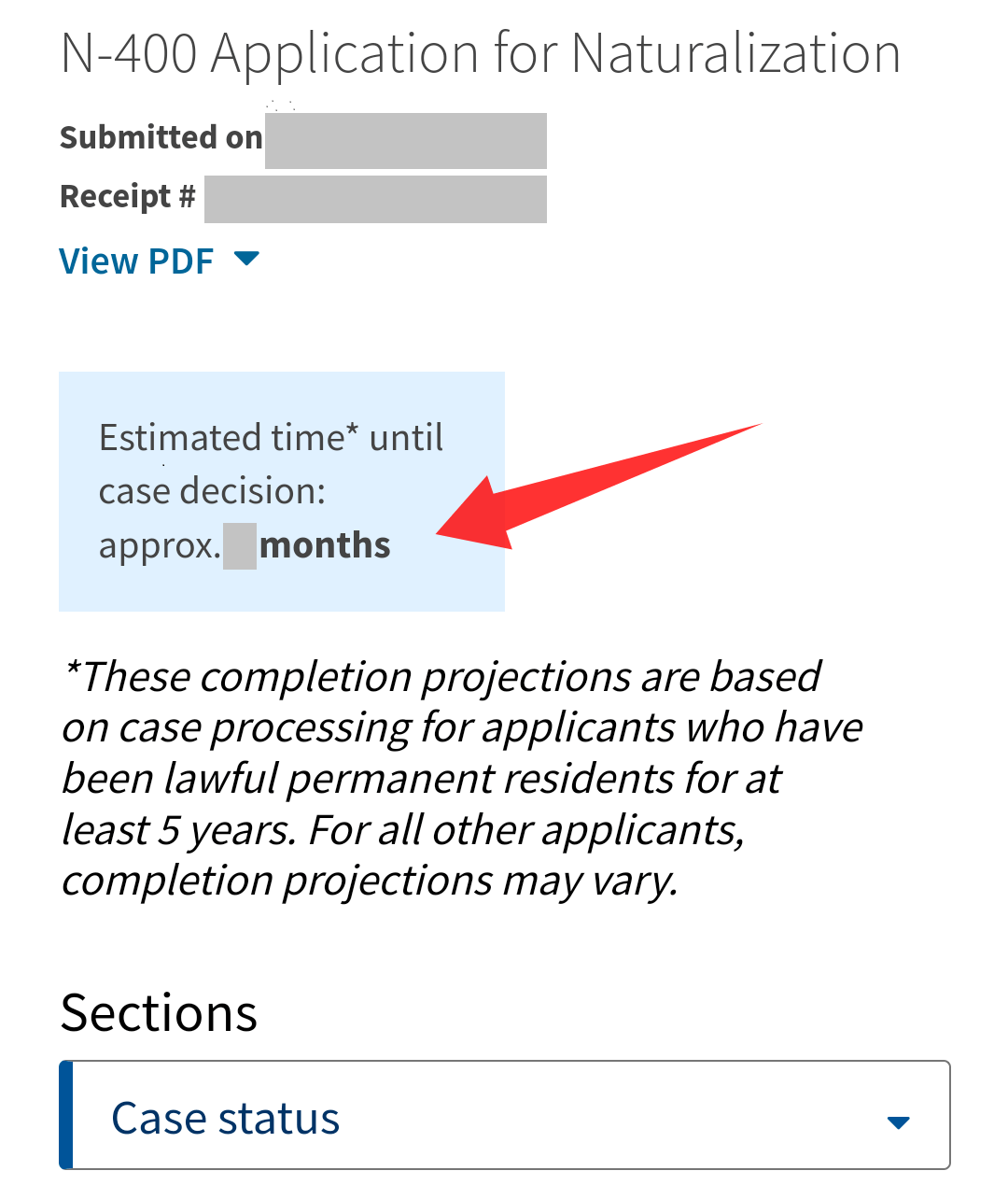 Why does the estimated completion time until case decision differ