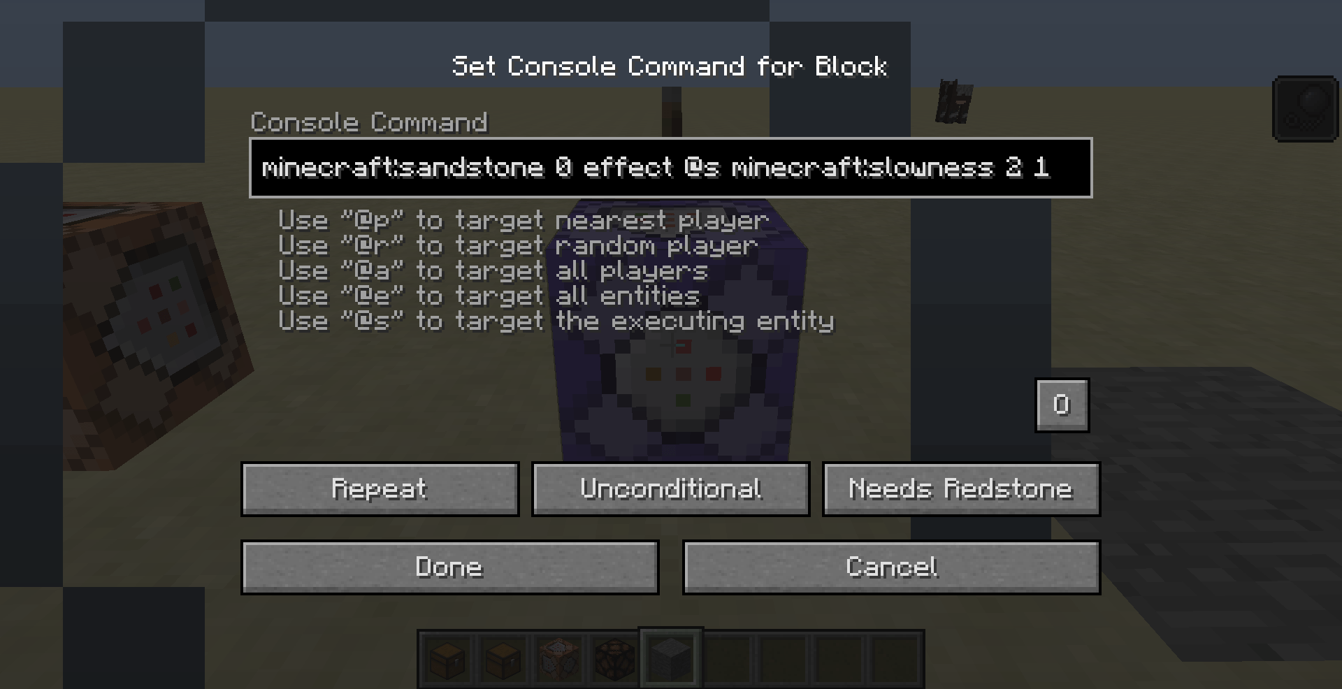 Why isn't my Minecraft detect command working when executed by a command block? Arqade