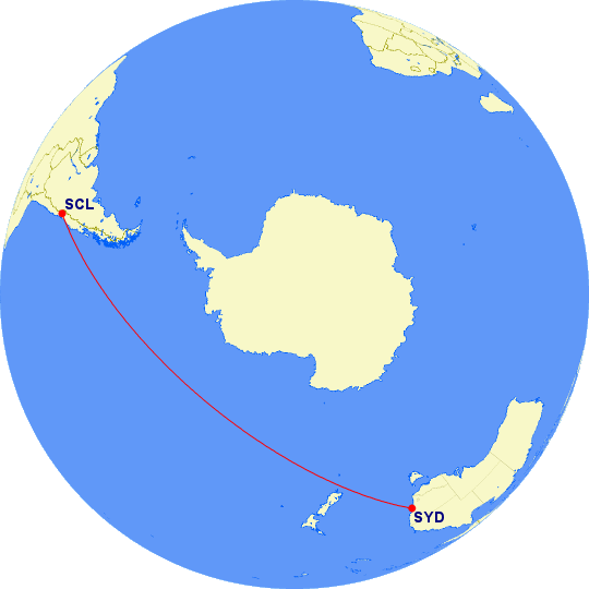 flight path What is the initial direction from Sydney to Santiago on