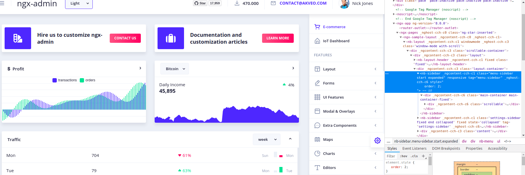 angular change sidebar to RIGHT in ngxadmin that is developed by