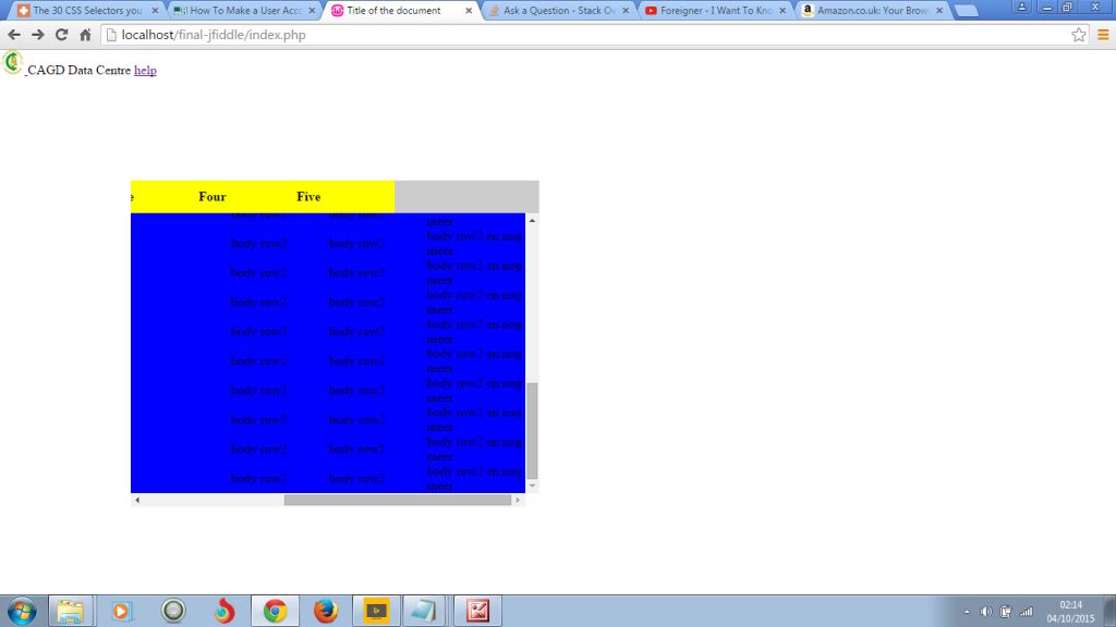 javascript HTML Table Header Not In Line With Table Body When