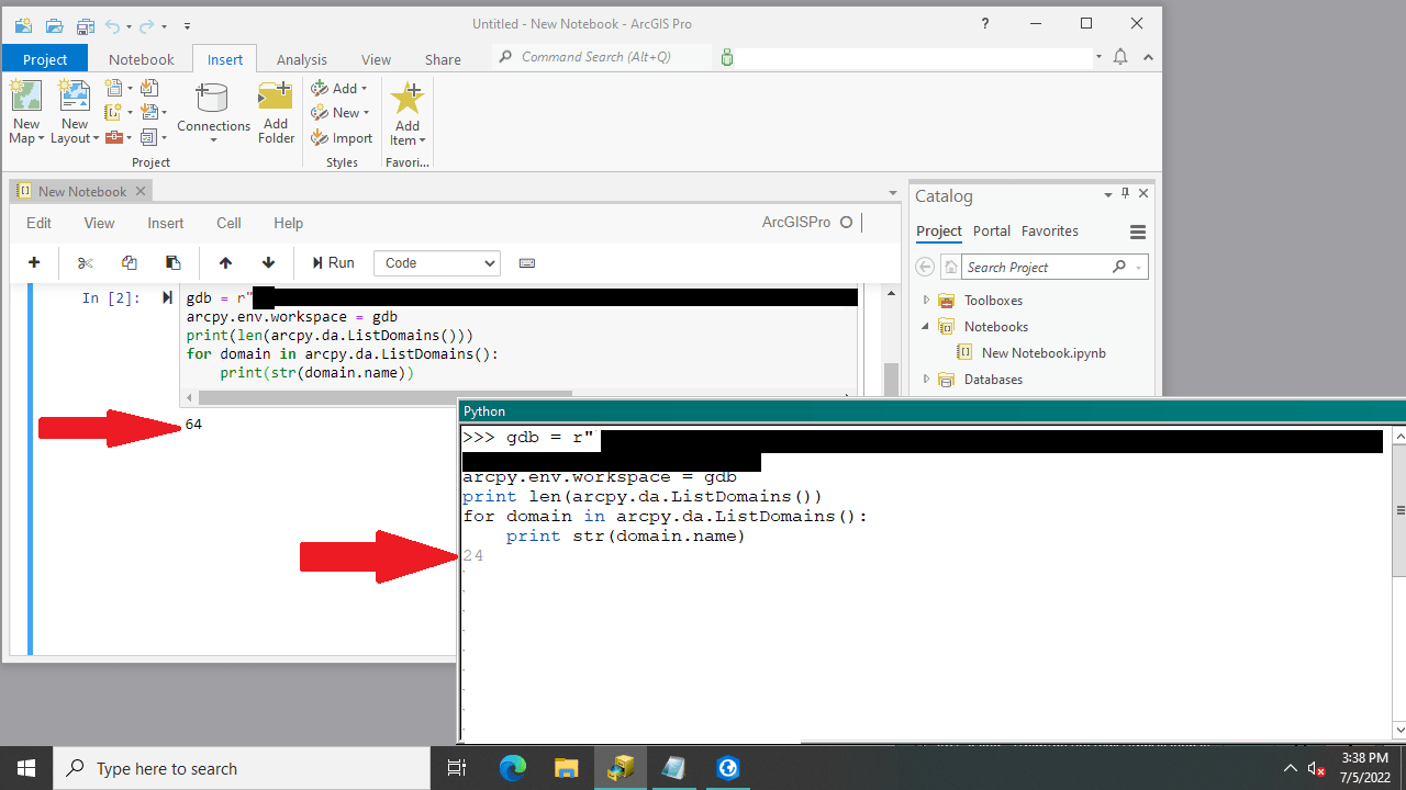 Domains visible in ArcGIS Pro but not ArcMap Geographic Information