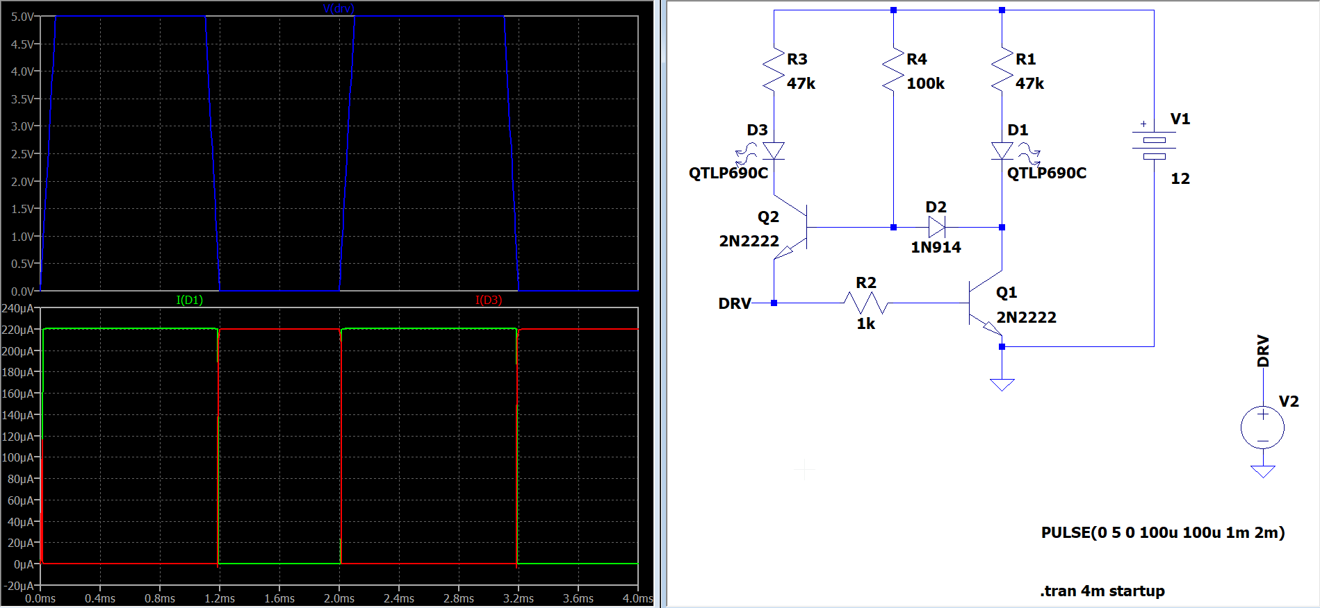 Dual LED and transistor 3906 3904 switching with SPDT switch on and off
