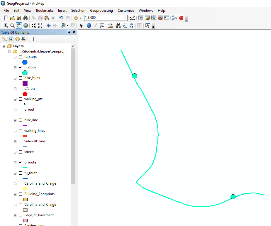 arcpy Using ArcGIS to measure distance between two points along a