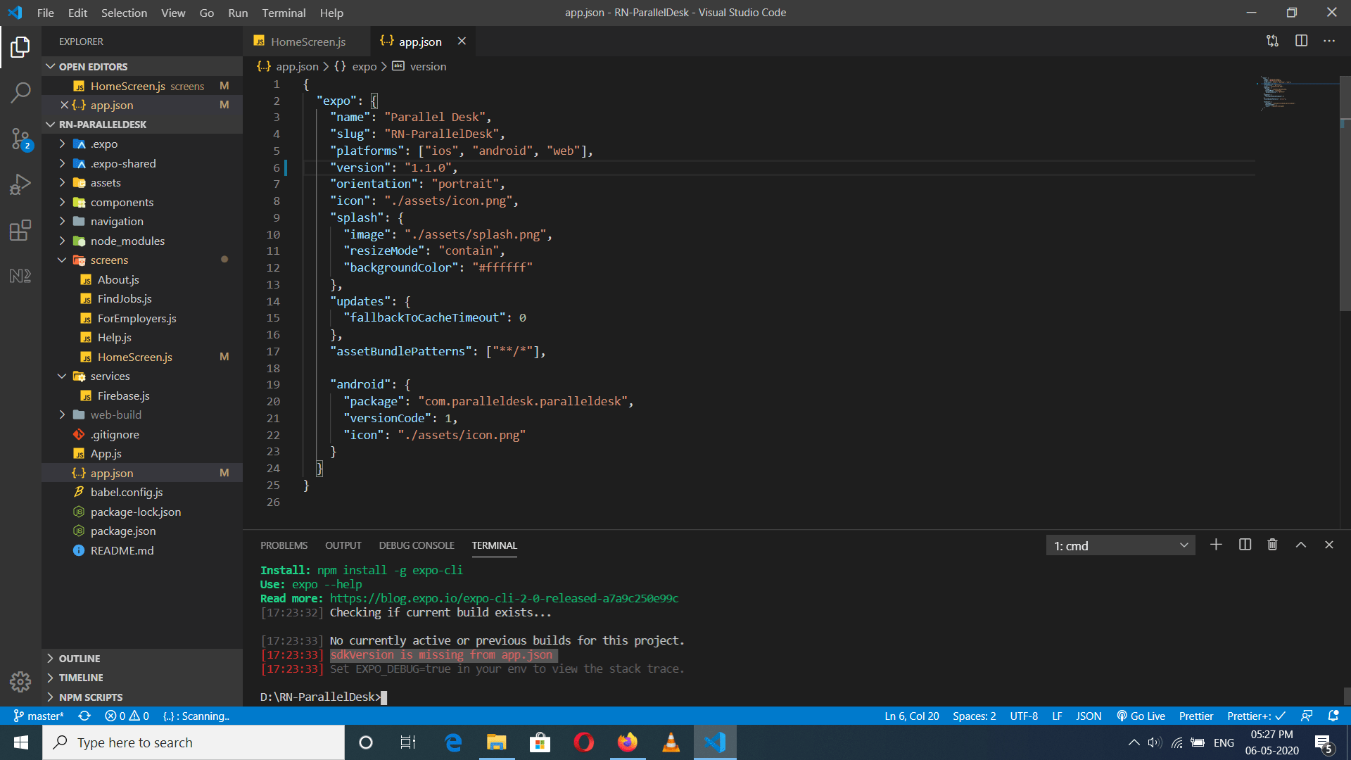 android React Native expo, apk build error sdkVersion