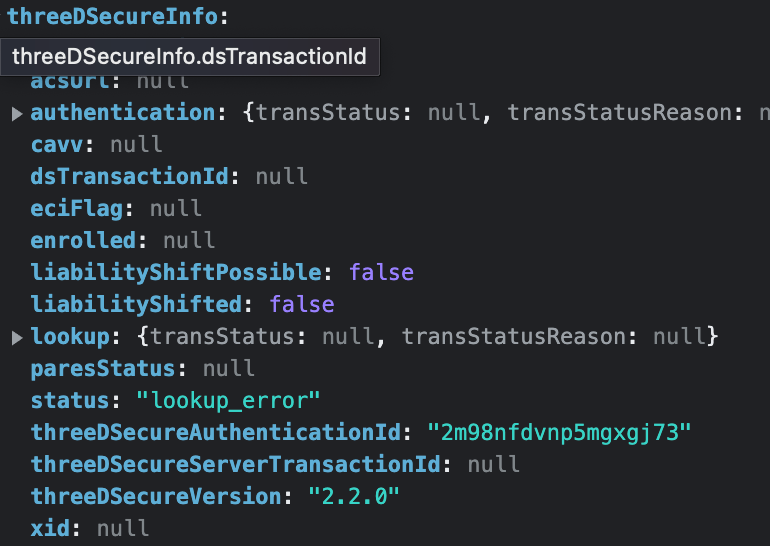 node.js Braintree Lookup error 3d secured React Js / NodeJs Backend