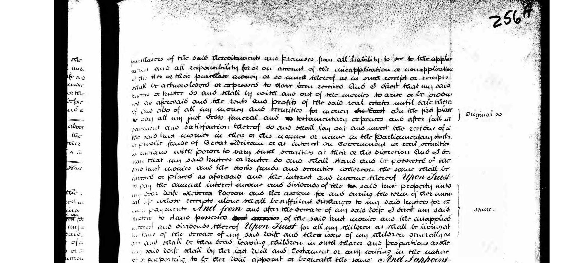 19th century Transcription of an 1835 will entry in Prerogative Court