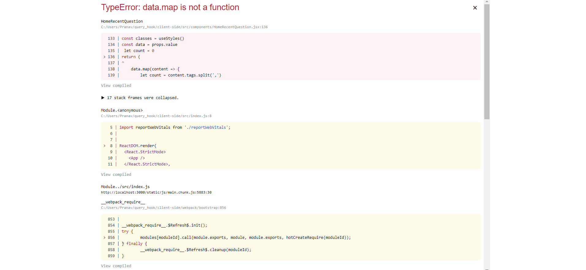 Map Is Not A Function Javascript javascript Showing map is not function in react page after refreshing