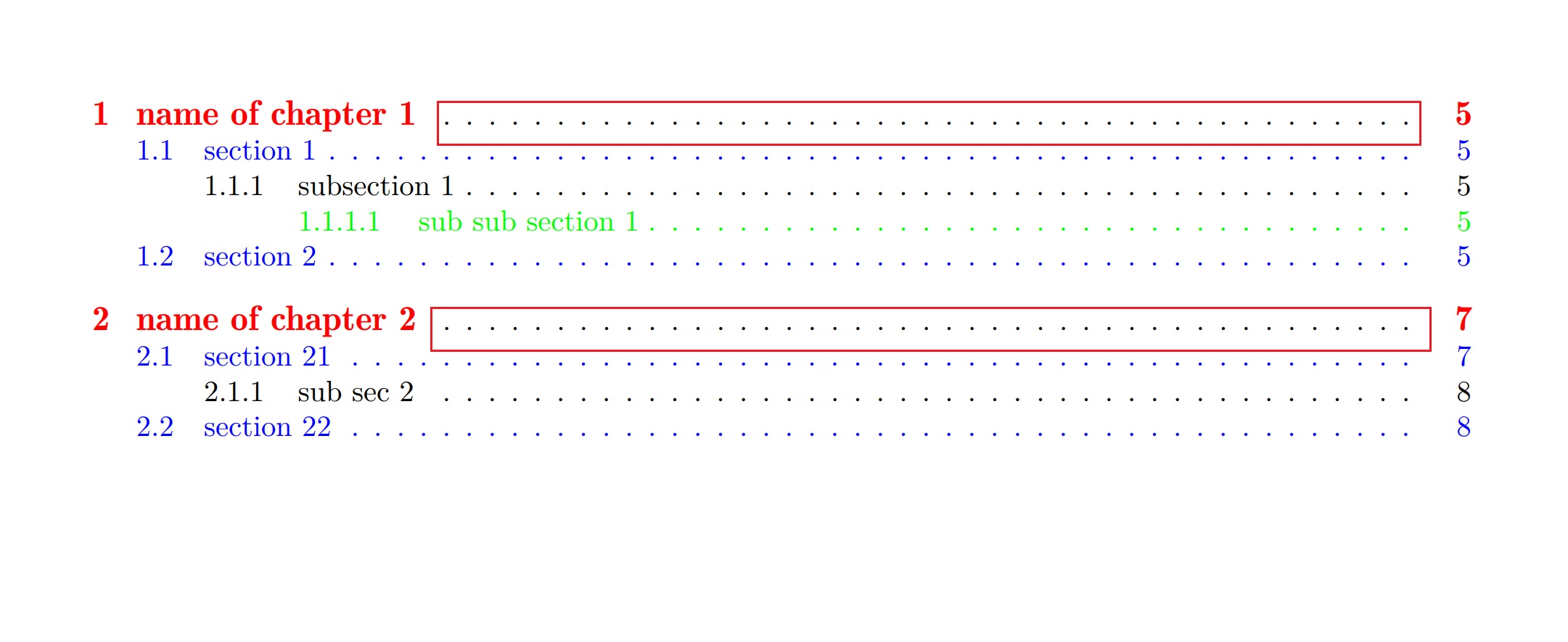 color Coloring in Table of contents TeX LaTeX Stack Exchange