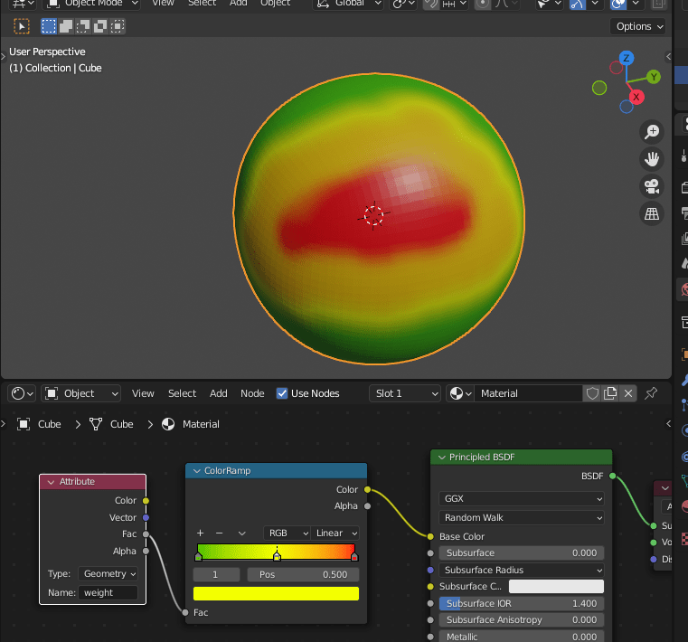 how can i use vertex weight value in shader nodes? Blender Stack Exchange