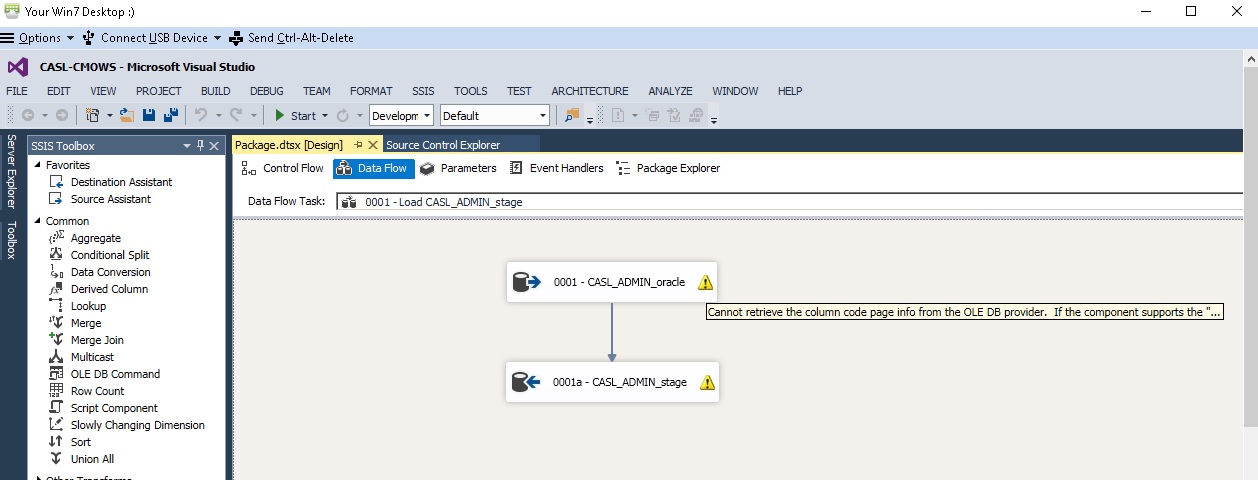 oracle Windows 7 to Windows 10 desktop change causes SSIS Error