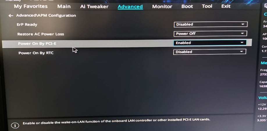 bios Enable Wake on LAN on Asus motherboard Super User