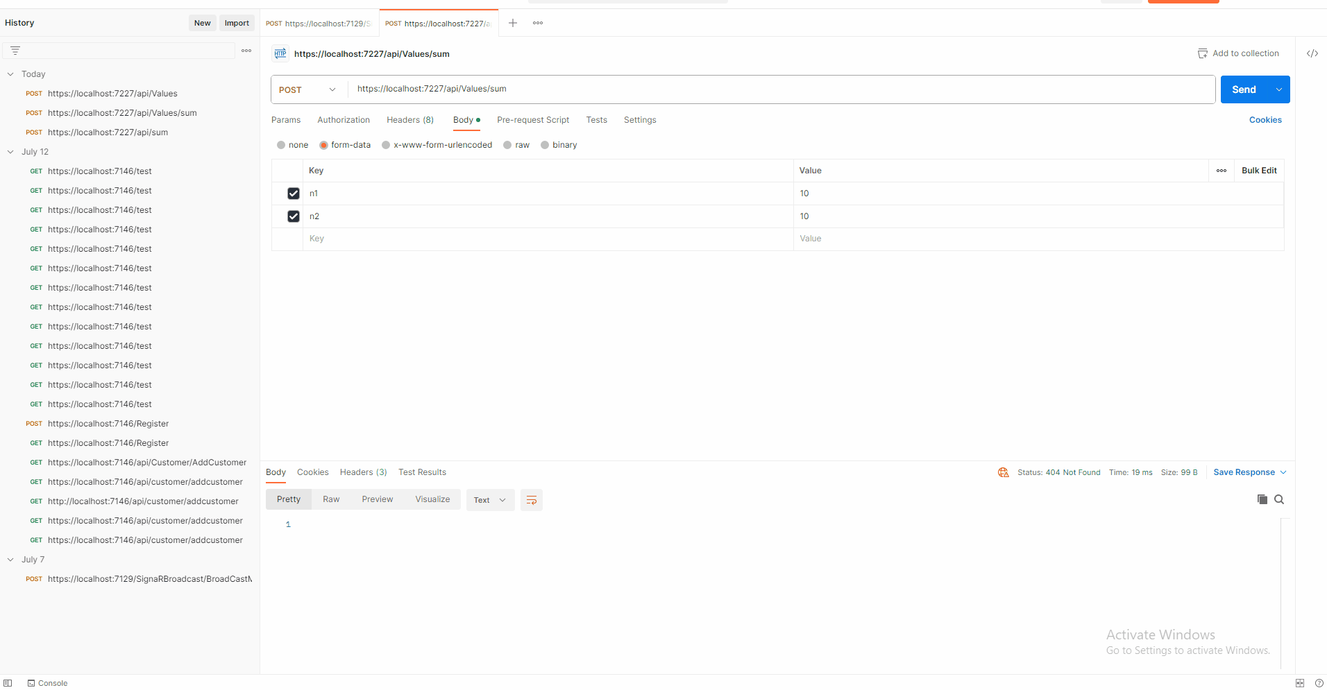 http post Addition operation with Core  API Stack Overflow