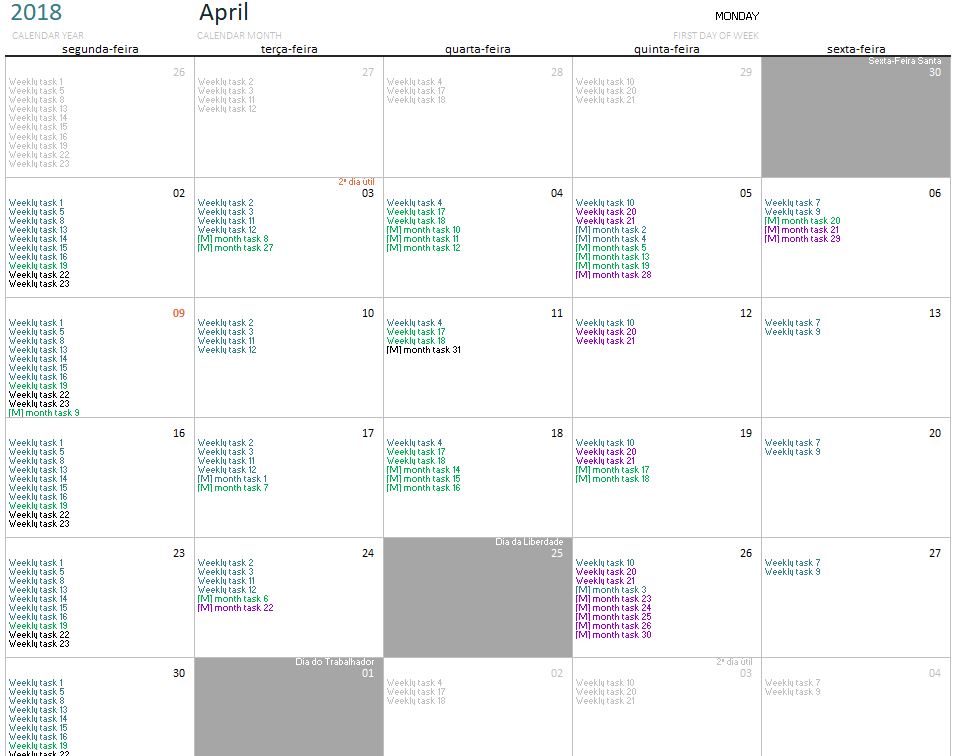 Excel BiWeekly Tasks Fill Calendar Stack Overflow