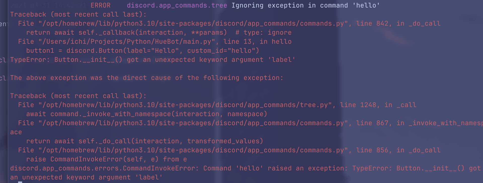 python Can't add buttons to slash commands for my discord bot Stack Overflow
