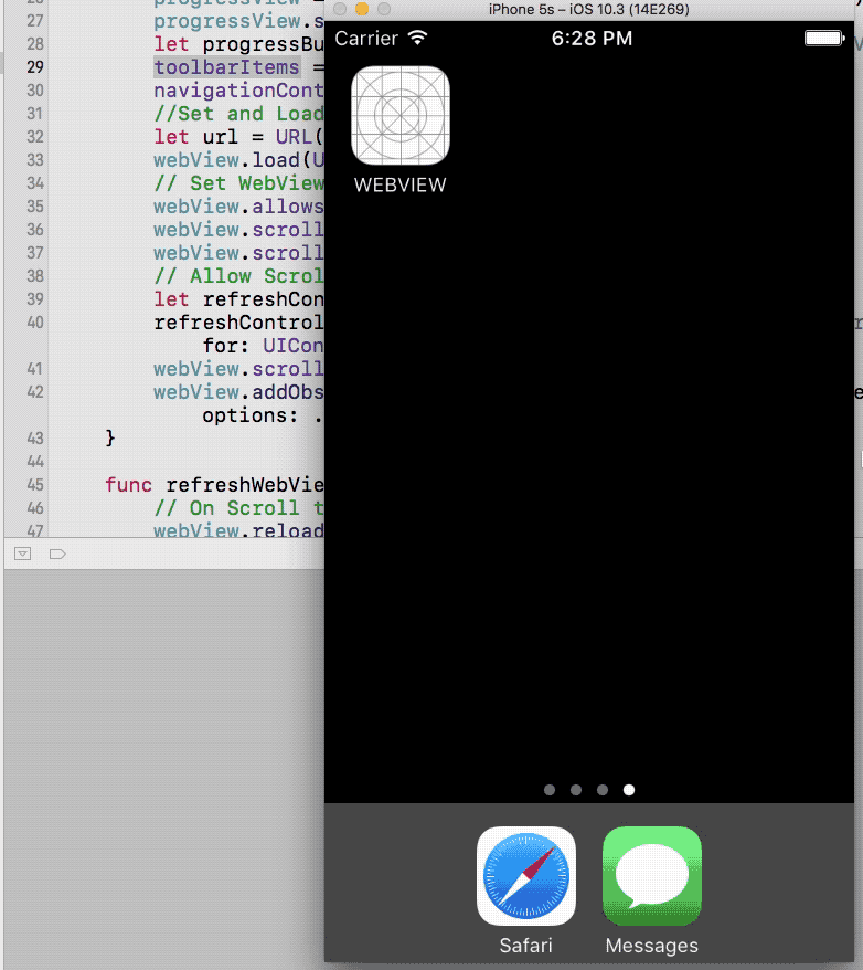 iOS Swift 3 WKView Progress Bar Not Displaying Stack Overflow