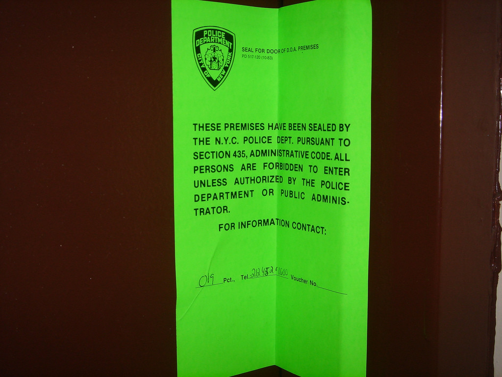 single word requests Term for police seal on door English Language