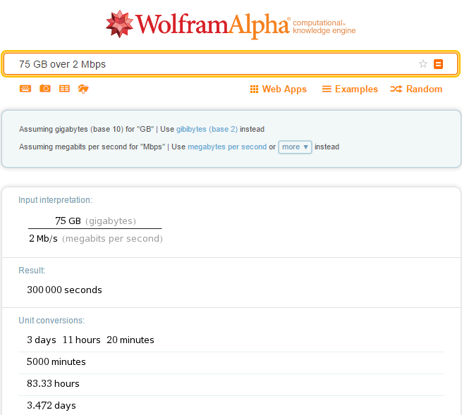 networking Is there a easy way to calculate time for data transfer