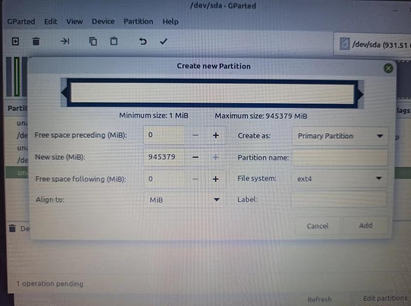 Linux mint GParted partitioning during installation can't see mount
