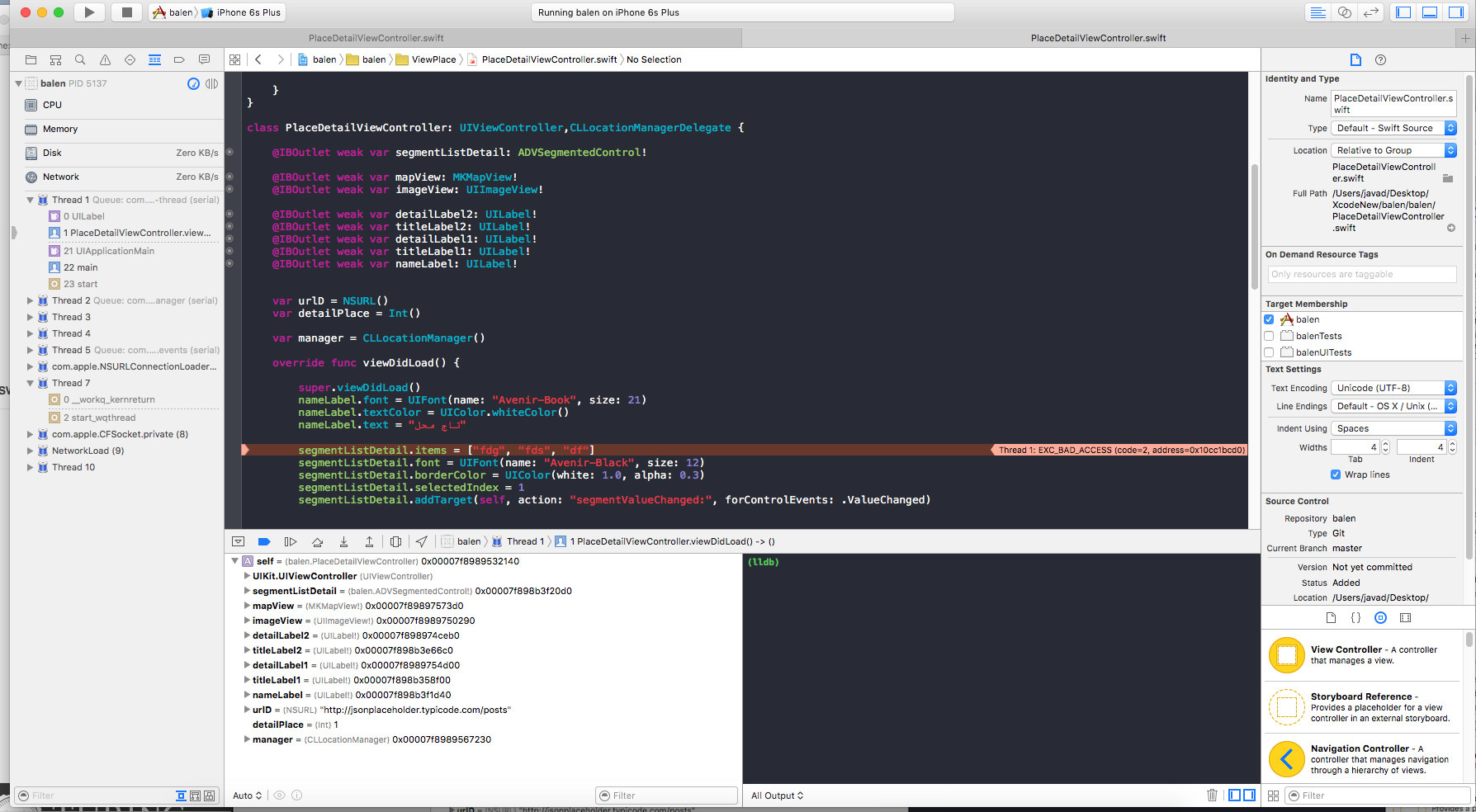ios Error segment in swift (EXC_BAD_ACCESS) Stack Overflow