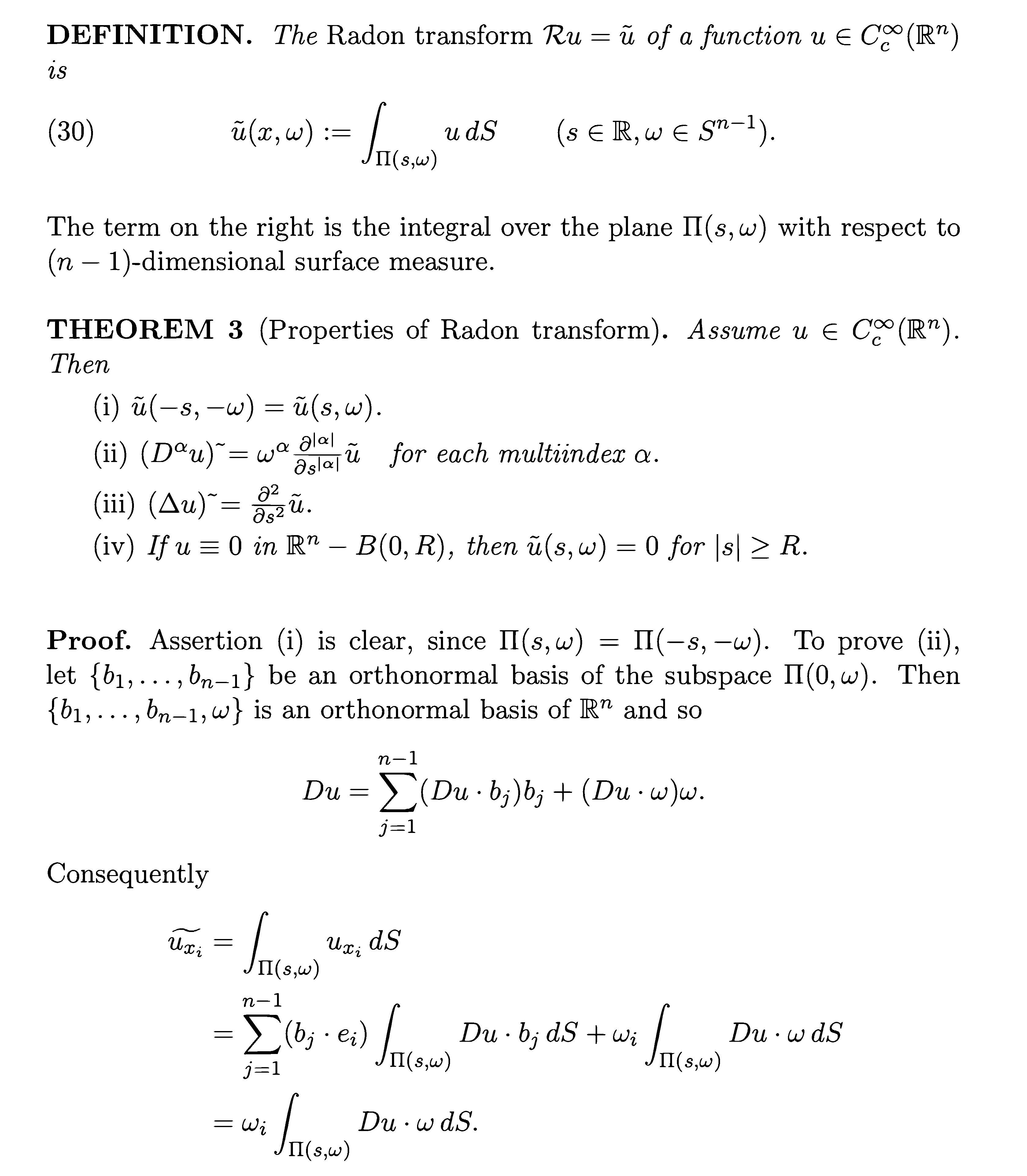 Radon Transform Formula