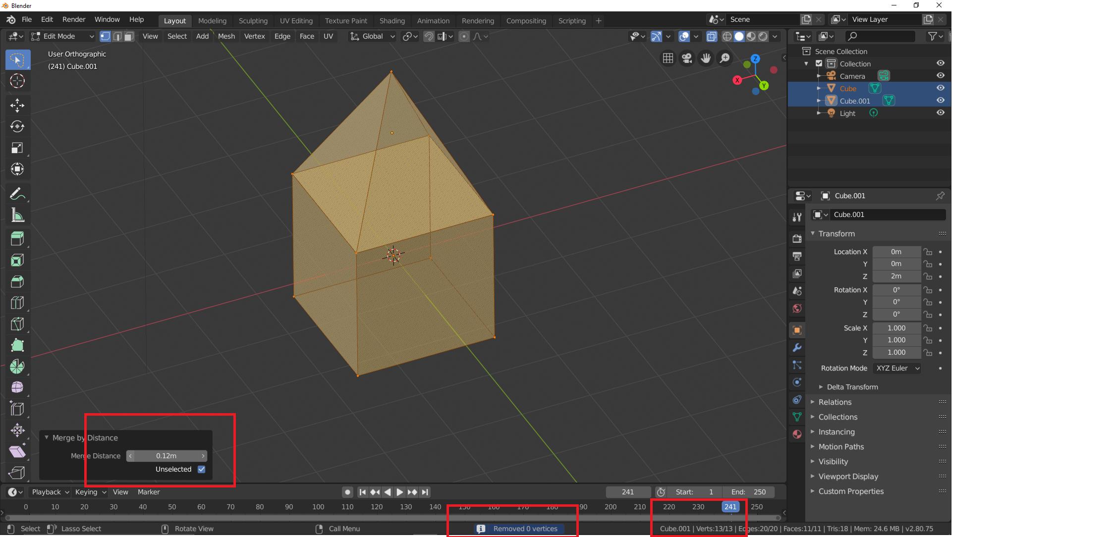 Blender merge by distance не работает