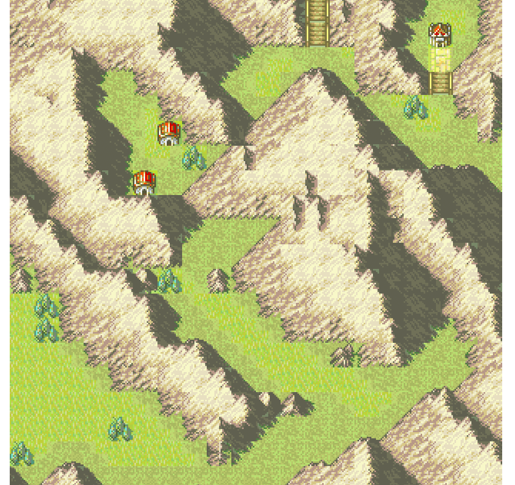 pixel art How do you make top down tileable mountain