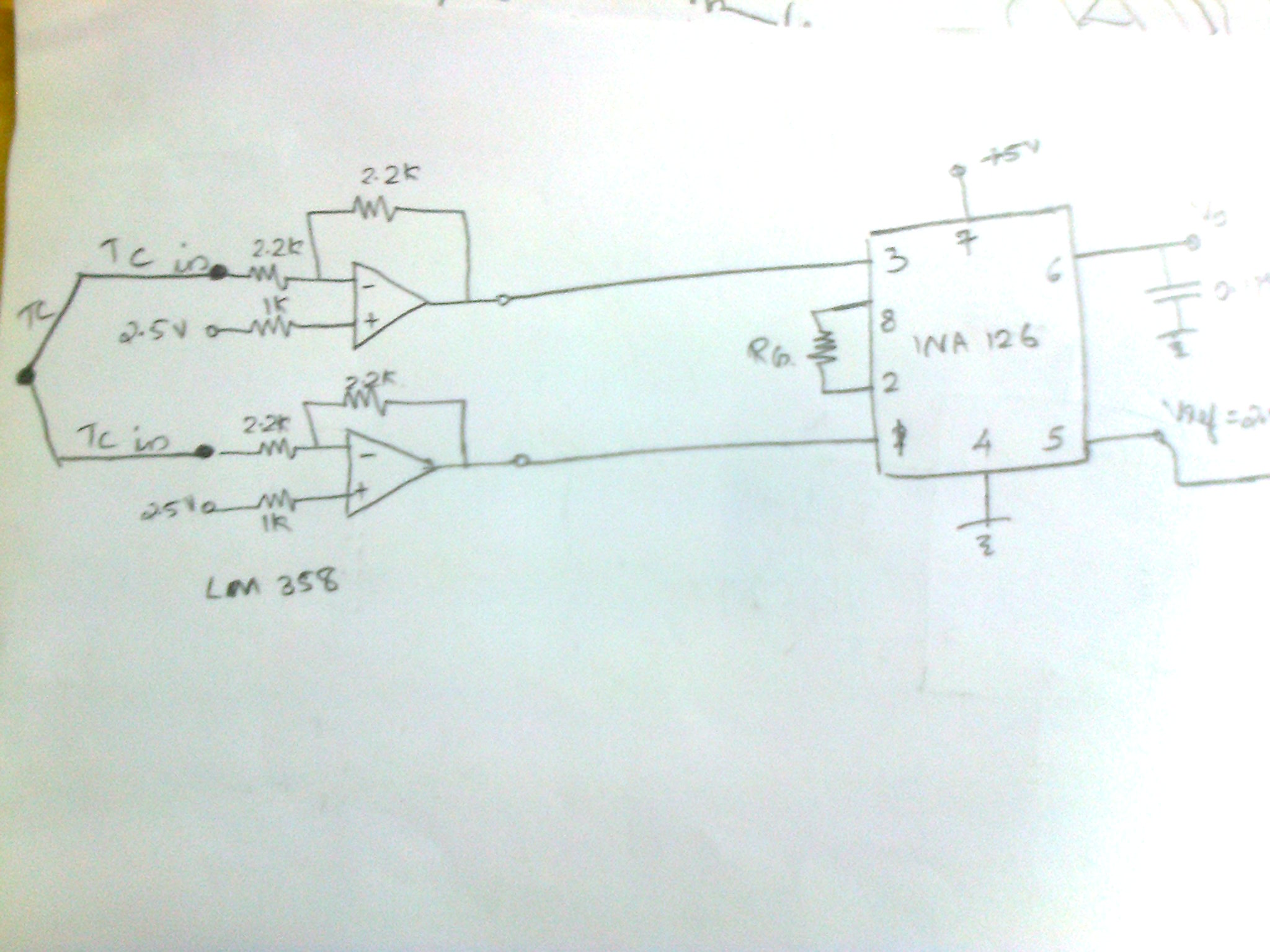 electronics Thermocouple signal amplification using INA126P Stack