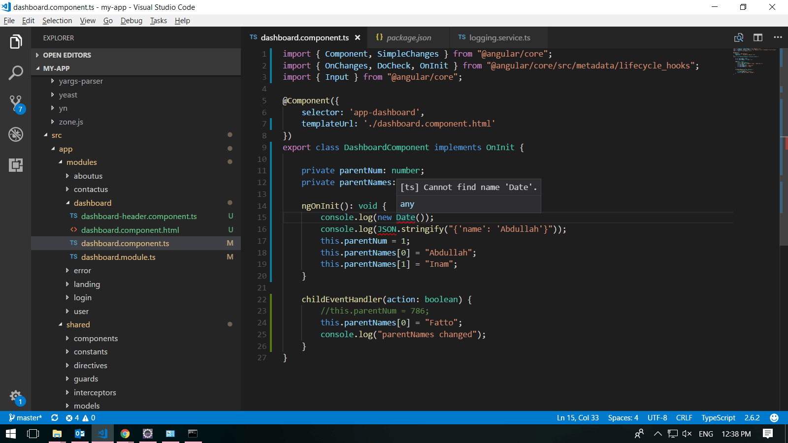 angular Visual studio code showing error "Can't find name Date" Stack Overflow