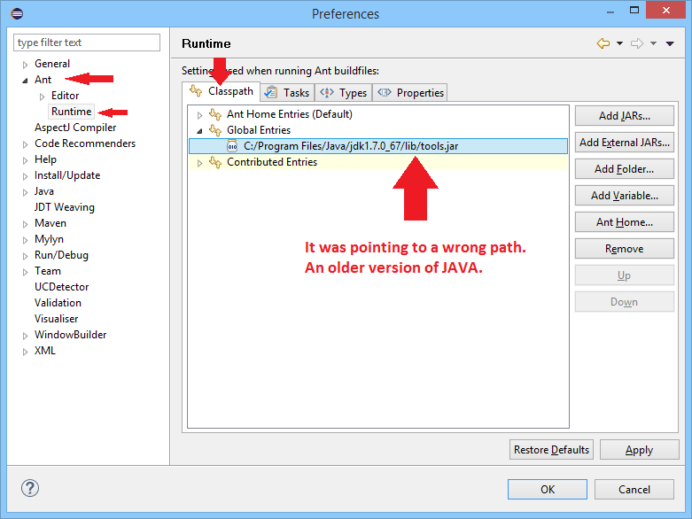 eclipse Ant "JAVA_HOME does not point to the JDK" but it does