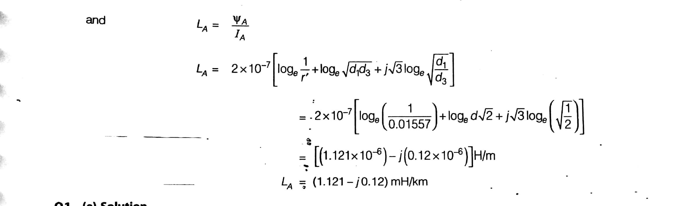 power supply Calculate Inductance of a three phase transmission line