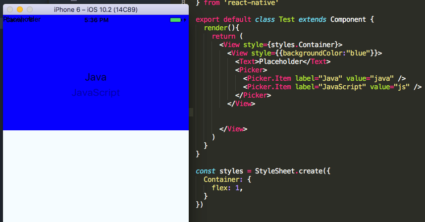 flexbox How to align text and Picker in React Native