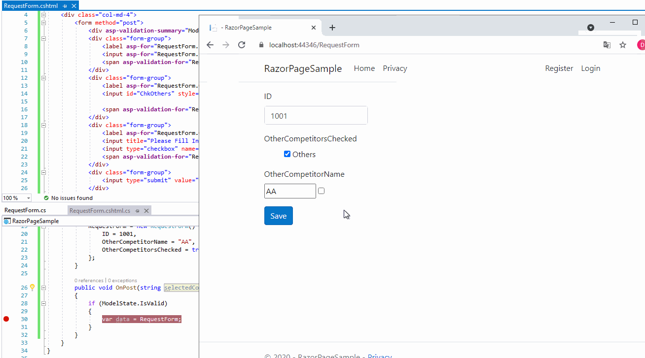 core Razor Pages CheckBox throwing error in Edit Page Stack