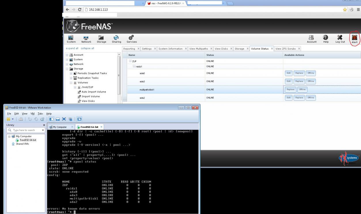 virtual machine FreeNAS 8.2.x IDE vmware drive detected as