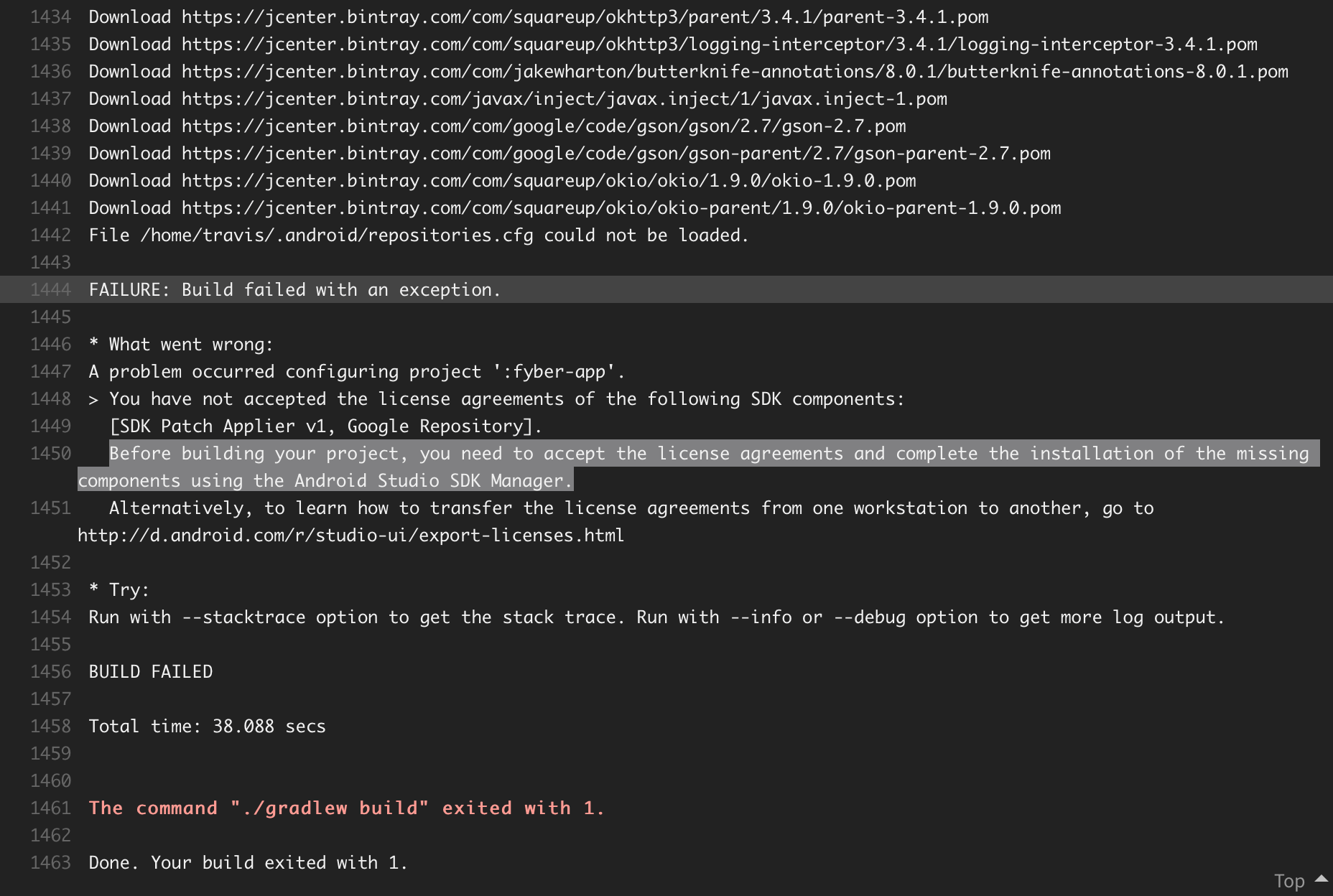 continuous integration Travis Ci build error caused by Android SDK