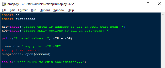Python script launch nmap with parameters Stack Overflow