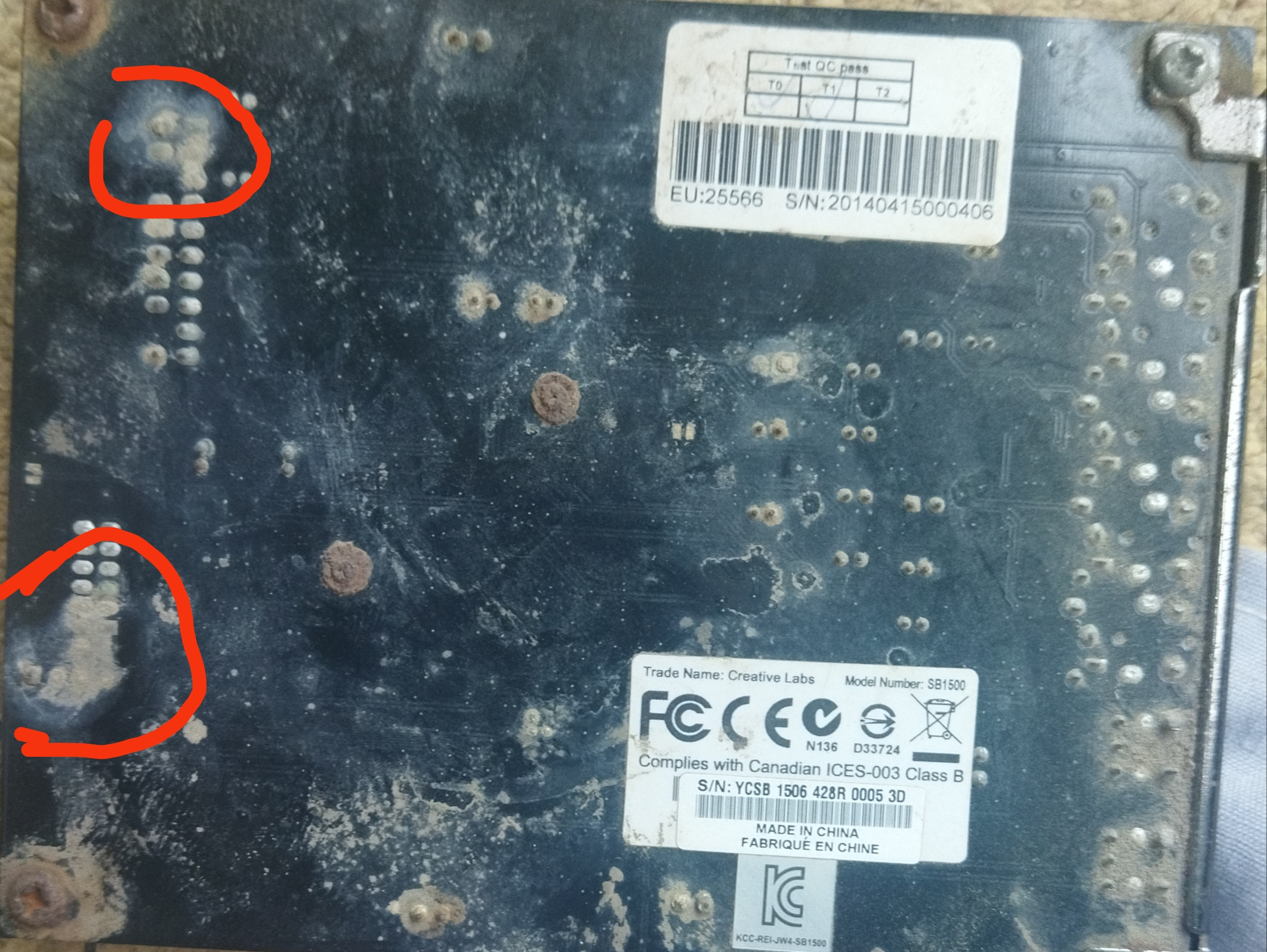 sound card What are these white marks on this PCB? Electrical