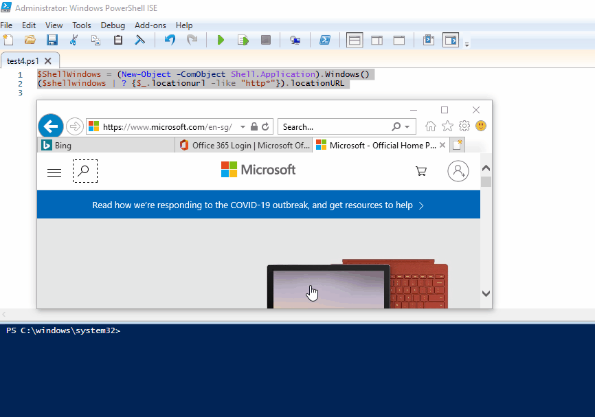 explorer Get current URL address from IE using PowerShell Stack Overflow