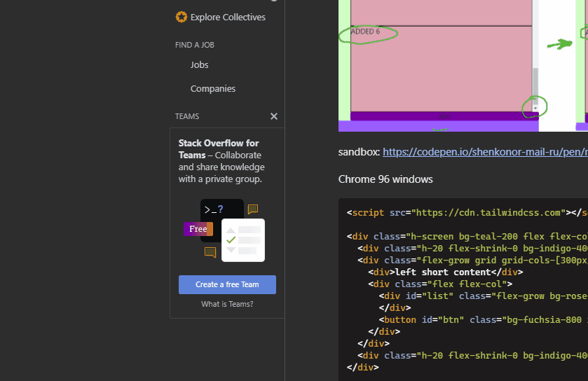 html flex column reverse with scrollbar work difference Stack Overflow