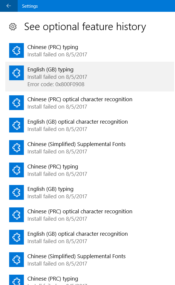 installation Windows 10 failed to install English (GB
