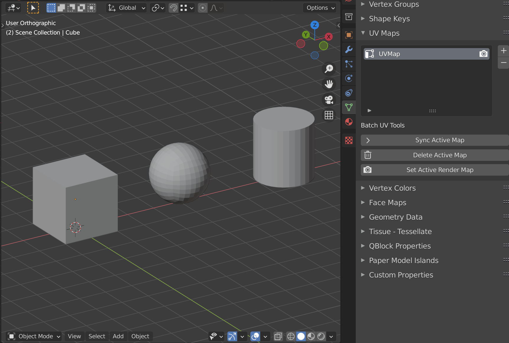 python How to switch between UV maps on multiple objects? Blender