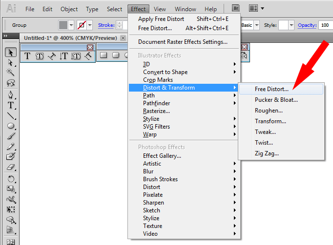 Illustrator équivalent à l'outil d'inclinaison de