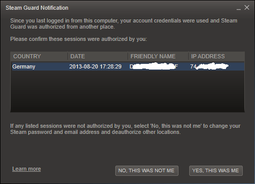 Steam account security list of allowed computers on SteamGuard Arqade